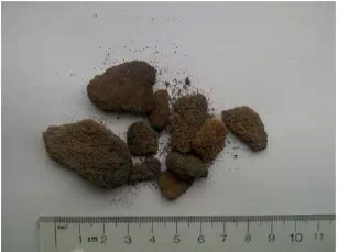 氯化床中觀察到的結疤物,直徑約為2~3cm