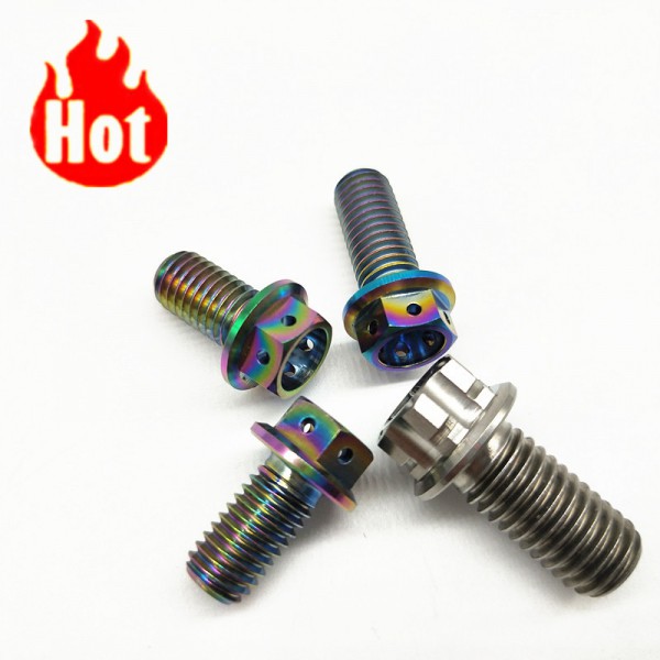 改裝摩托用M8x20/25/30等法蘭頭外六角鈦螺絲圖2
